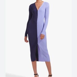 Staud
Shoko Colorblocked Rib-Knit Midi-Dress
